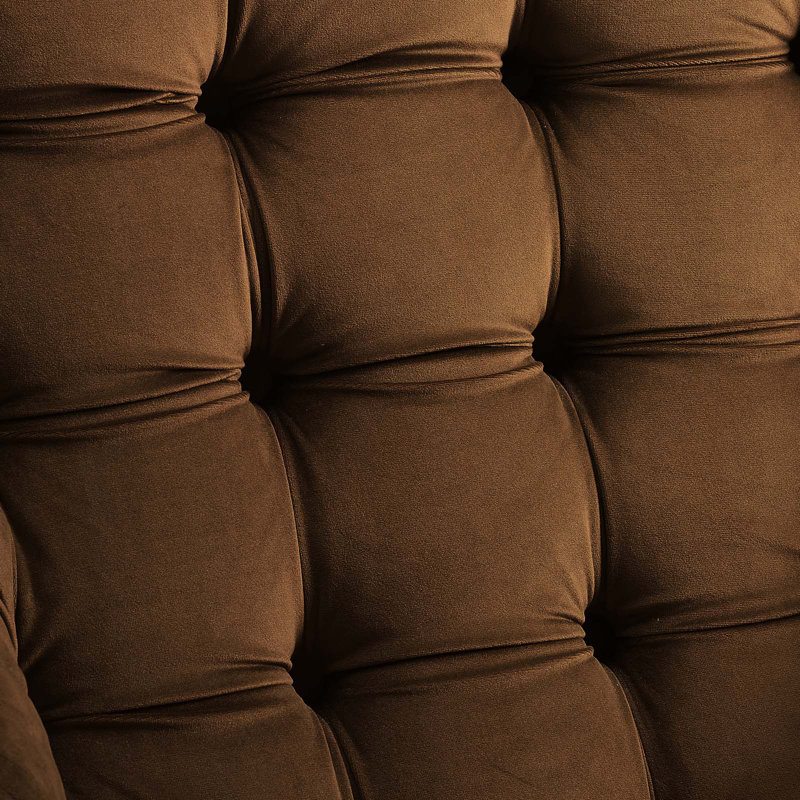 Suggest Button Tufted Upholstered Velvet Lounge Chair, Brown