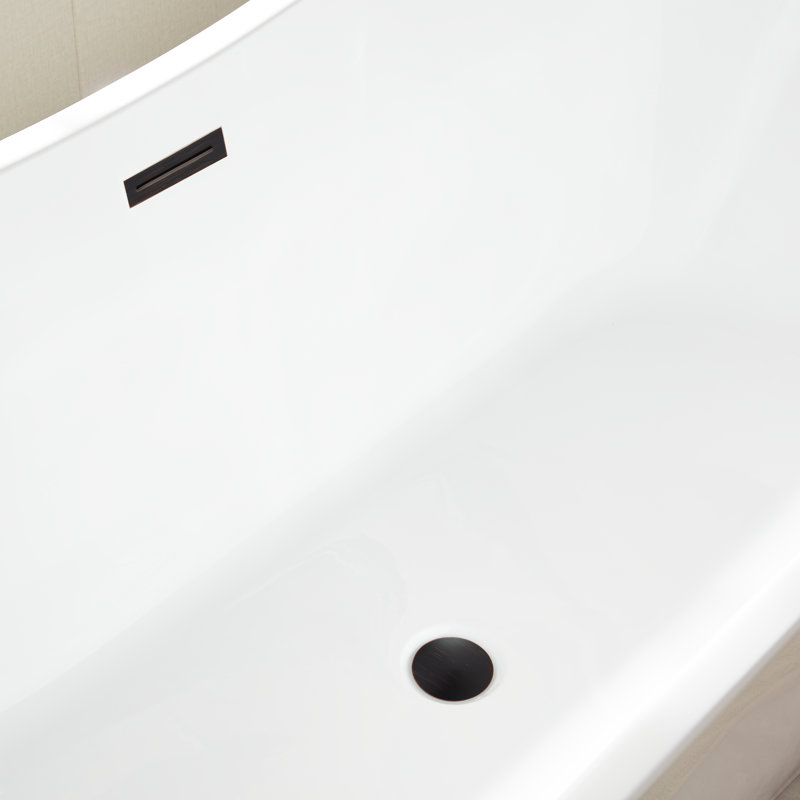 Ophelia 71" x 32'' Freestanding Soaking Acrylic Bathtub, White/Oil Rubbed Bronze
