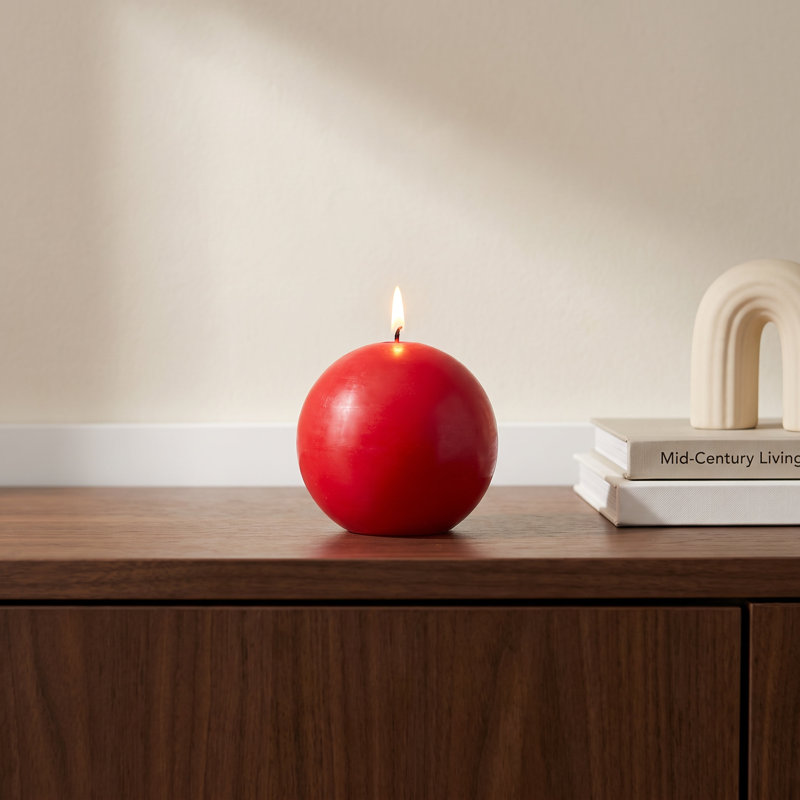Unscented Novelty Candle, Set of 12, Red, 4" Diameter