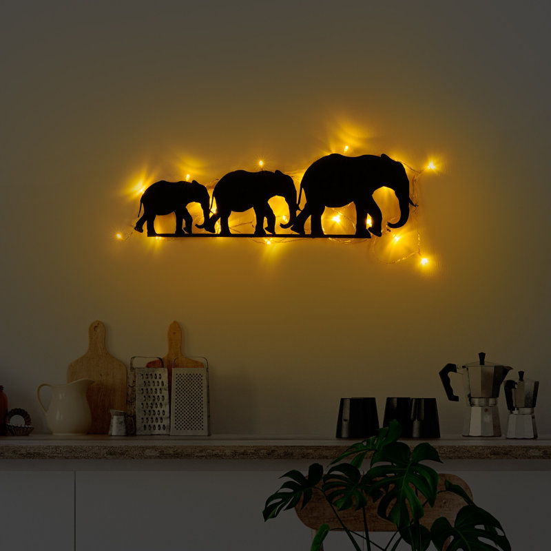 Modern Decorative Metal Wall Accessory, Black, 5.9 x 19.7 inches | Durable Metal Body, Thickness: 0.06 inches | Requires 3 AA Batteries (Not Included), Easy Installation, Perfect for Home Decor & Office Spaces