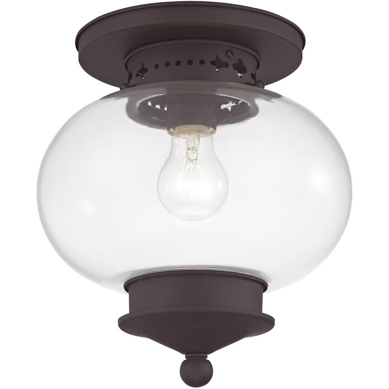 Glass Semi Flush Mount, Bronze