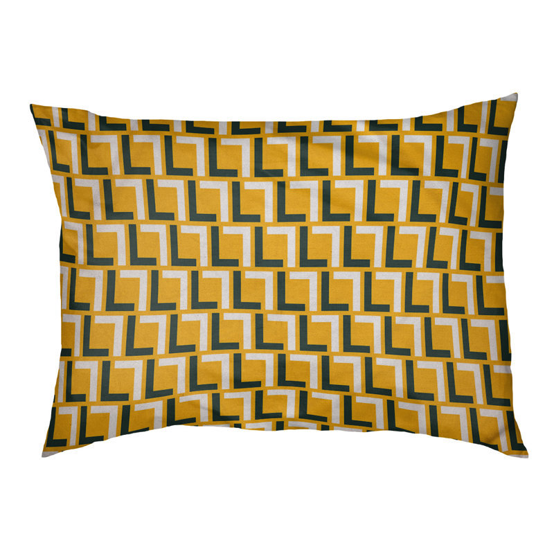 Coussin pour chien Bonheur, Small  (18'' W x 28'' D x 4'' H), Or / vert foncé / blanc