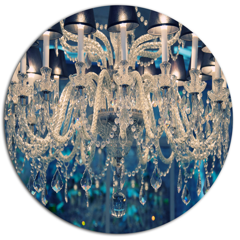 Lustre en cristal rétro bleu, art mural - Lustre en cristal, Métal, H 38 po x l 38 po x p 1 po