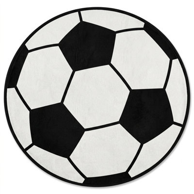 30-Inch Round Non-Slip Soccer Ball Pattern Play Mat – Soft Kids & Baby Rug for Playrooms & Classrooms