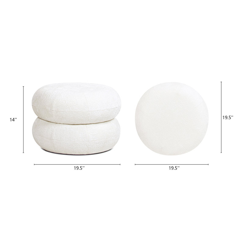 Repose-pieds bas rembourré 19,5 po Maryport, Chenille blanche