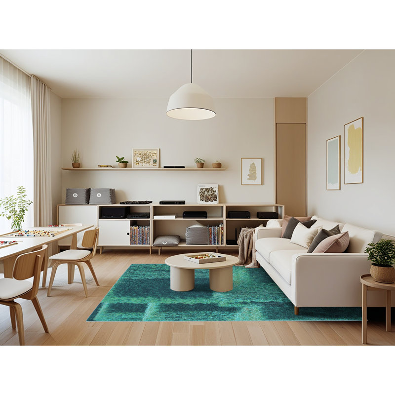 WSH-PAT1624-LBLU - Tapis 100% lavable à la machine 2989, Rectangle 7 pi x 9 pi