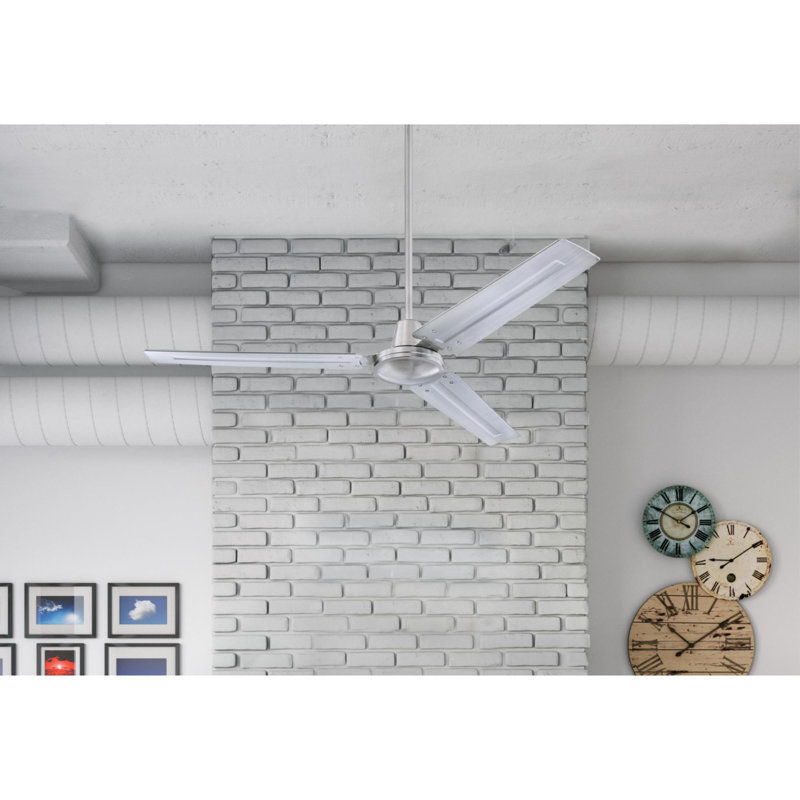 Ventilateur de plafond à 3 pales 56 "Aleph, Système d'installation à support à billes, Nickel brossé, Télécommande