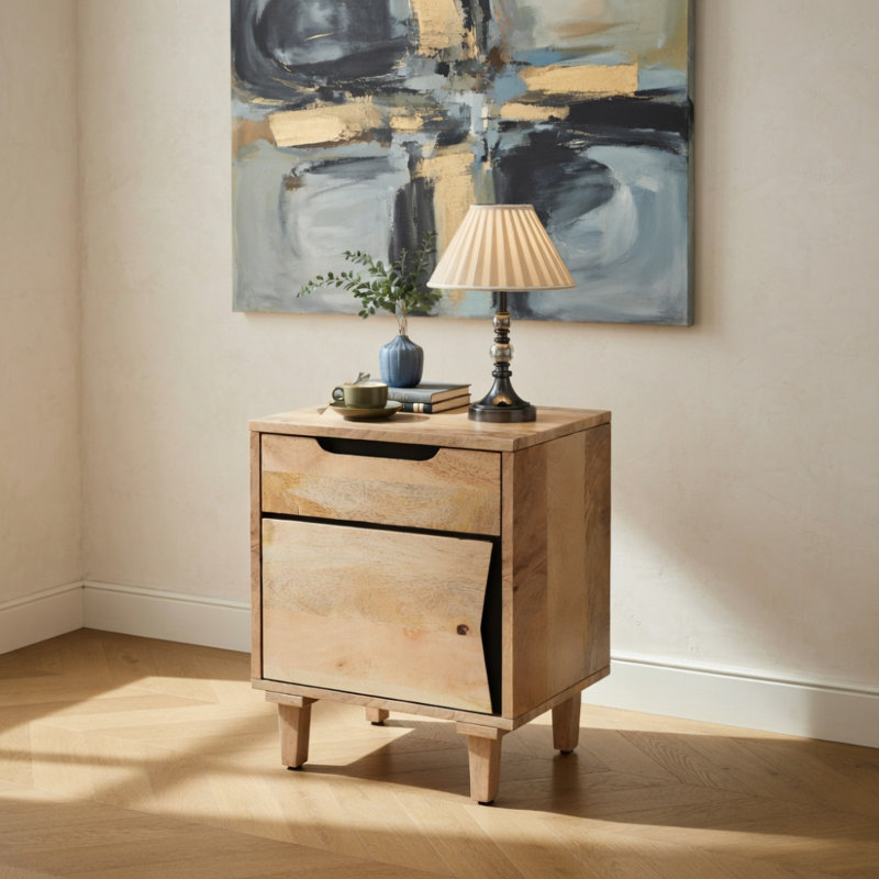 Table de chevet en bois naturel