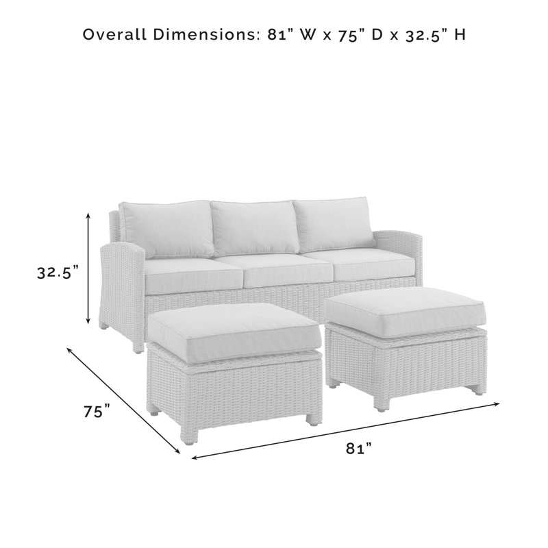 Patio Sofa with Cushions, Brown, Gray