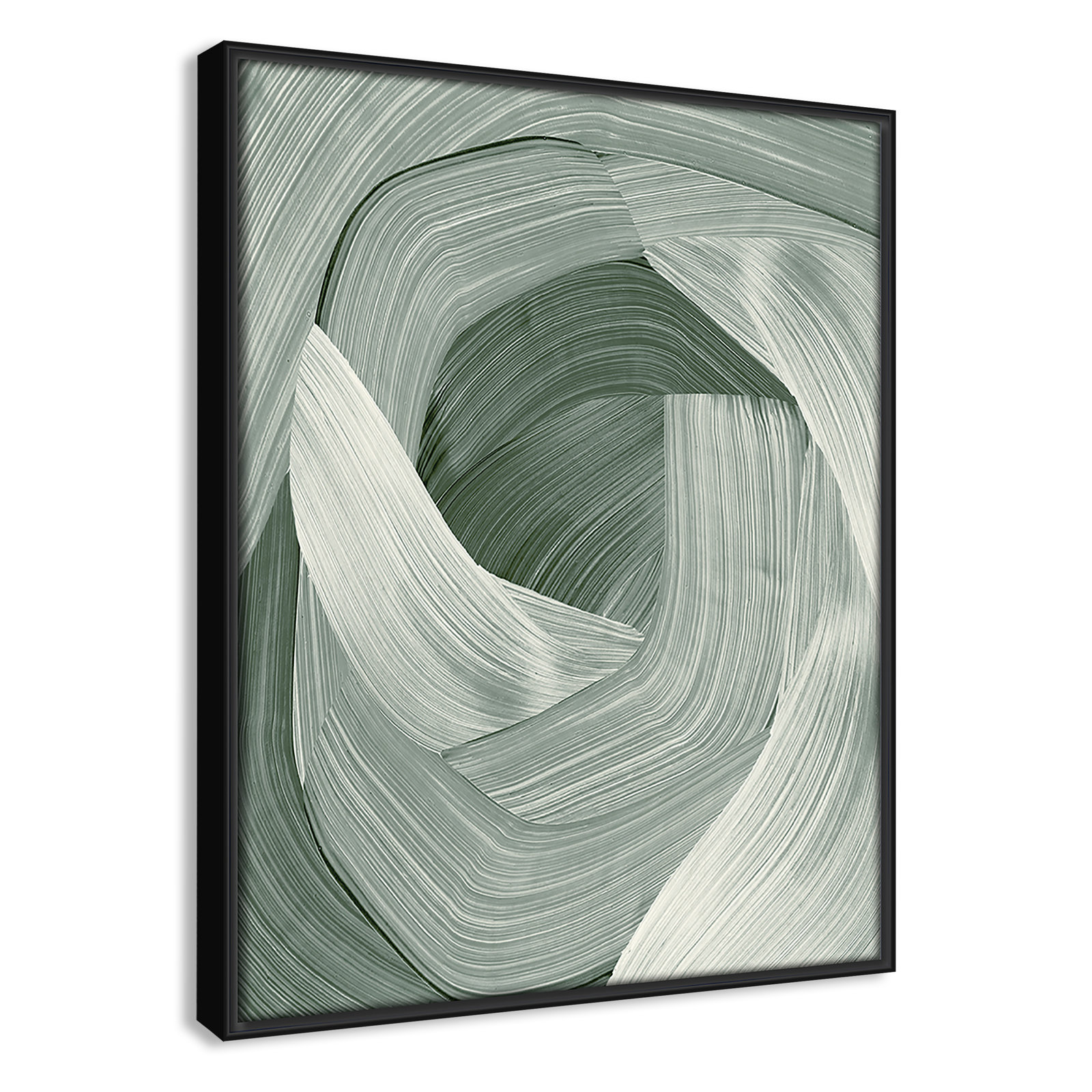 Enriched Emerald - Floater Frame Graphic Art Print on Canvas, Black , 15.5" H x 12.5" W