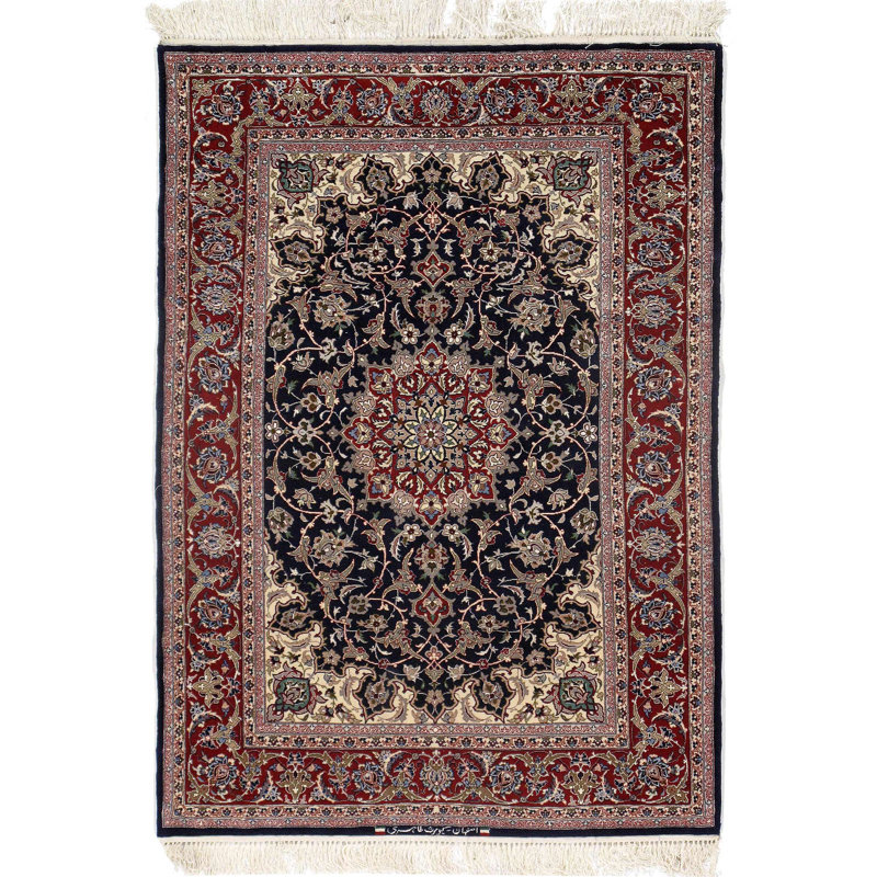 Melfred Oriental Area Rug in Navy Blue