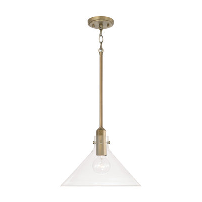 Luminaire suspendu l 14 po x H 10 po en noir mat avec verre transparent
