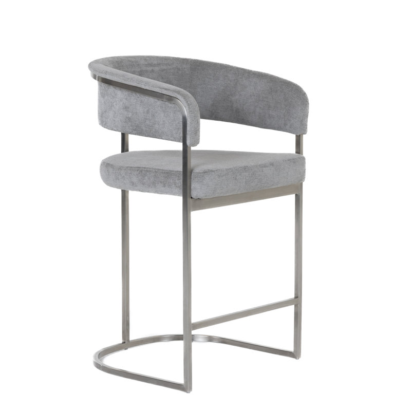Sebastian - Modern Fabric + Counter Chair, Gray/Silver