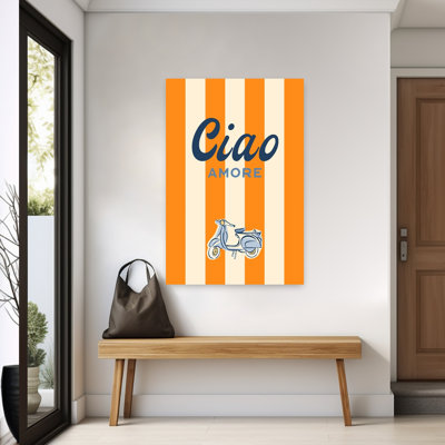 Ciao Amore Vespa Retro Romantic Vintage Summer Wall Art Print 1 Piece Wrapped Canvas Wall Art