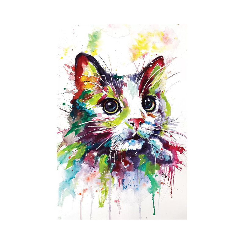 Colorful Cat by Anna Brigitta Kovacs - Wrapped Canvas Print, 20.32 cm H x 30.48 cm W