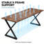 Bureau de direction 71 po avec structure en métal et finition en bois rétro, grand bureau d'ordinateur avec une capacité de 360 lb pour le bureau personnel - Table d'écriture ergonomique avec pieds réglables