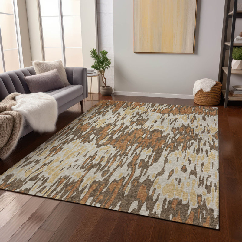 Tapis lavable intérieur / extérieur orange Ken , 5 pi x 7 pi 6 po