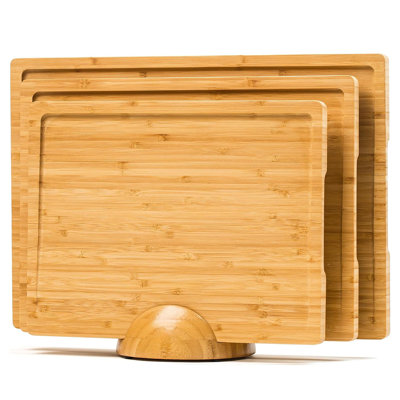 3 Pack Bamboo Cutting Boards Set for Kitchen