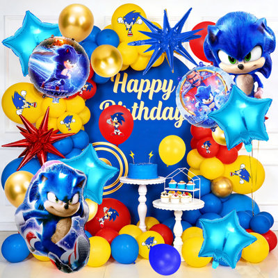 84Pcs Sonic Balloon Party Decorations, Sonic Birthday Decorations Balloons Set