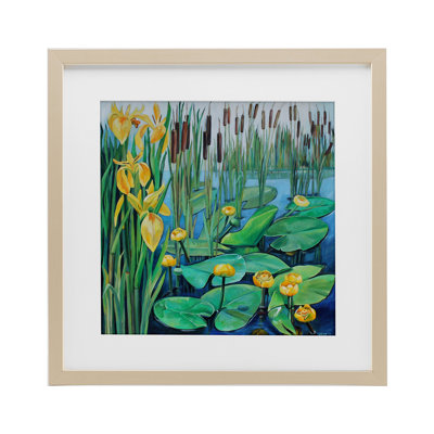 «Blooming Water Lilies Pond», reproduction encadrée sous verre, design par Violeta Vollmer