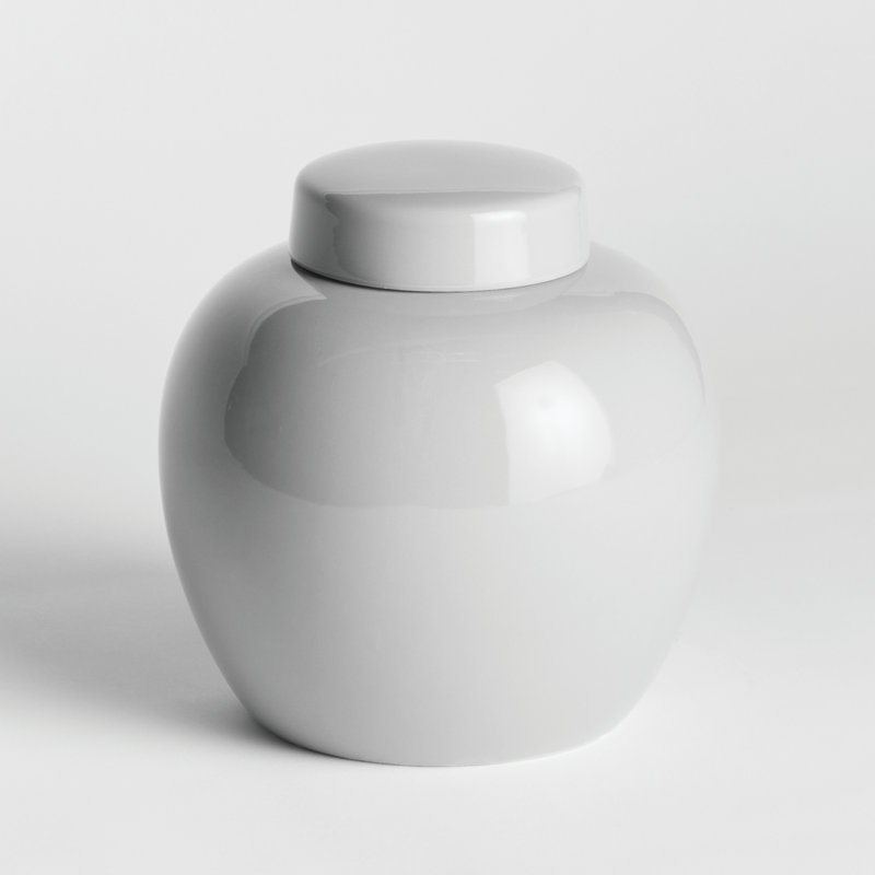 Francina Handcrafted White Ceramic Round Ginger Jar