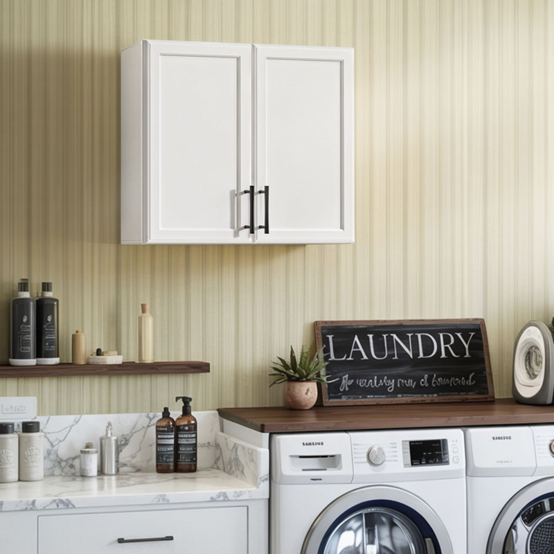 24" Laundry Wall Mount Cabinet, White