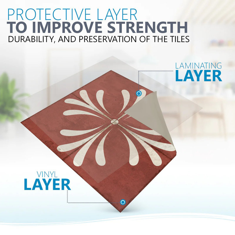 8x8-inch Dark Red and Beige Vinyl Peel and Stick Mosaic Tile Set