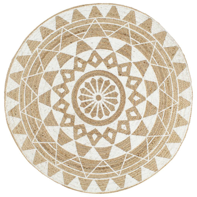 Round Delucia Geometric Hand Woven Area Rug, Round 120cm