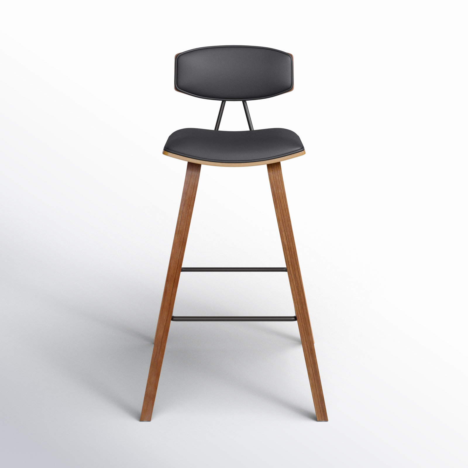 Payton Vegan Leather Bar & Counter Stool, Bar Stool (29" Seat Height), Gray Faux Leather, Walnut