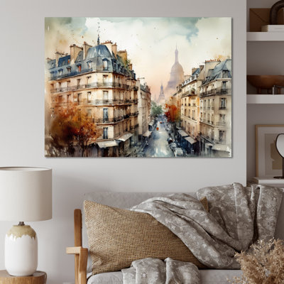 Aquarelle de Paris, France I sur impression sur toile