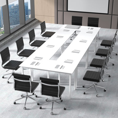  55" Conference Table, Modern Office Meeting Table With Metal Frame
