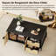 Table basse moderne et élégante avec 2 tiroirs en rotin, une armoire à 2 portes et une tablette à dos ouvert, une table centrale de rangement pour le salon et le bureau