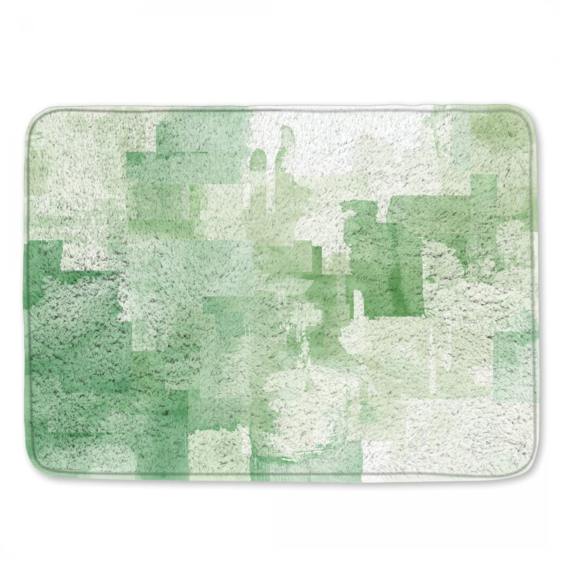 Tapis de bain Green Abstract Blocks, L 34 po x L 21 po