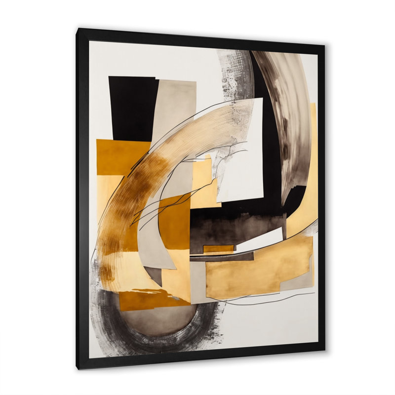 Glam Art déco abstrait IV - Art mural abstrait grand, Cadre photo noir, L 34 po x H 44 po