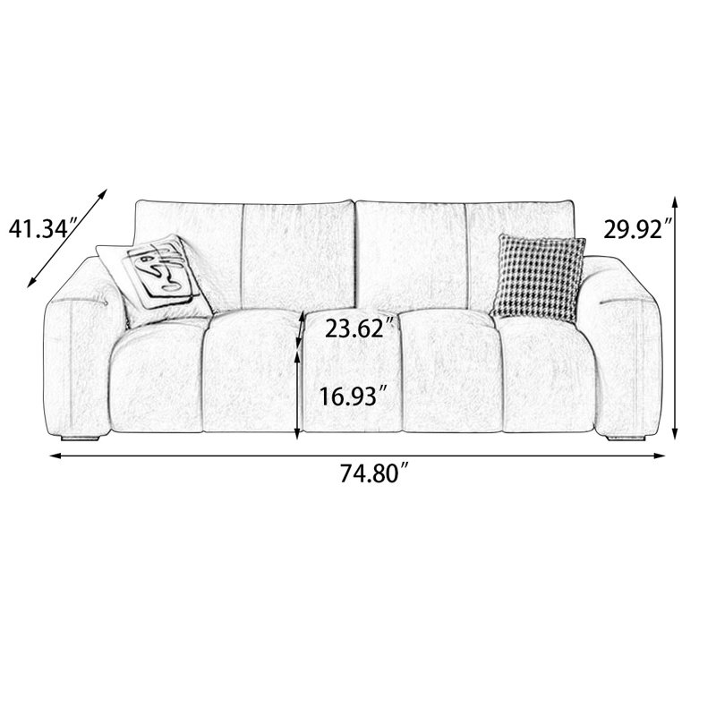 Green 100% Polyester Modular Sofa Cushion Couch, 29.92" H x 74.8" W x 41.34" D