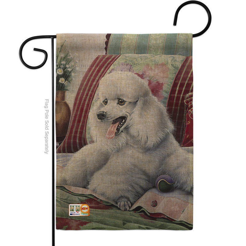 Drapeau de jardin 1' ' 6,5" x 1'1" caniche animaux à 2 côtés