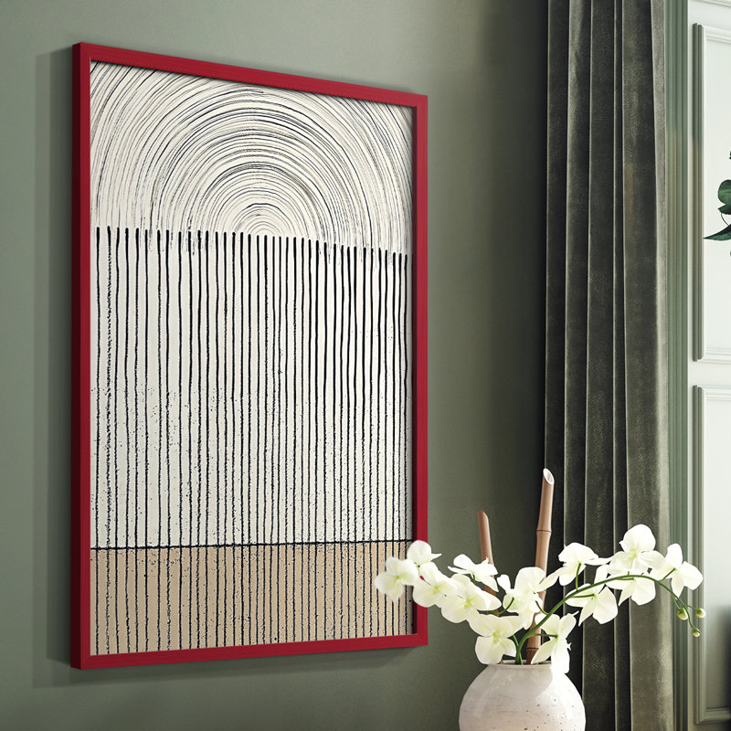 Abstrait encadré, reproduction encadrée prête à être suspendue, H 14 po x l 11 po, Rouge
