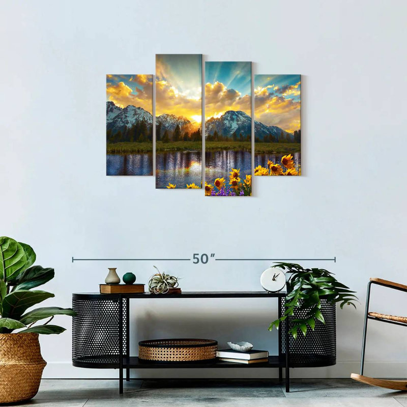Grand Teton Grand Teton, impression sur toile 4 pièces, H 27 po x l 43 po x P 1,25 po