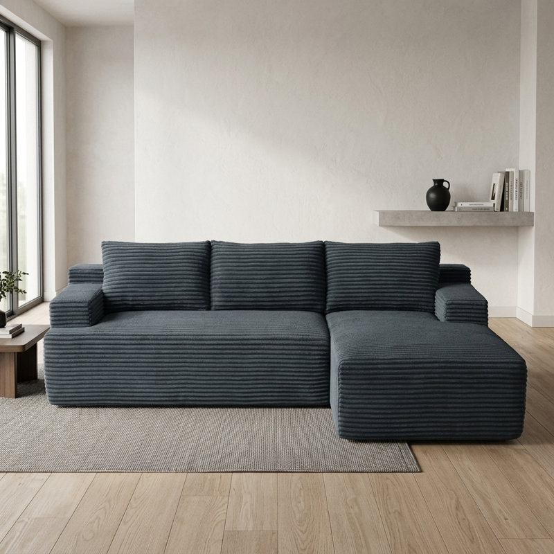 Canapé modulaire Boneless, Gris foncé, Orienté à droite