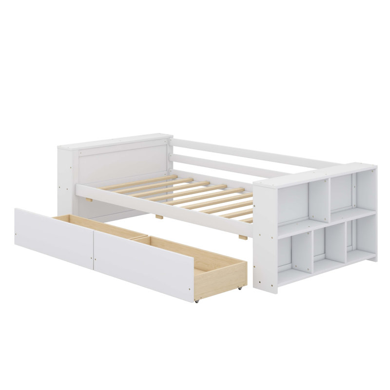 Lit simple avec tablettes pour lit de jour, Blanc