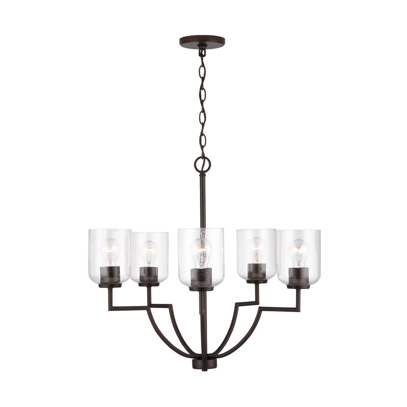 Lustre classique 5 lumières à abat-jour Carter, Bronze
