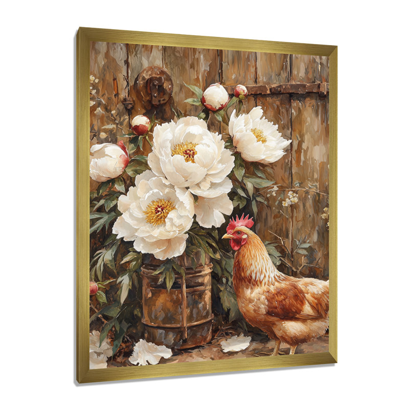 Ecker - Floral Wall Art, H 20 po x l 12 po, Reproduction encadrée sans passe-partout, Doré