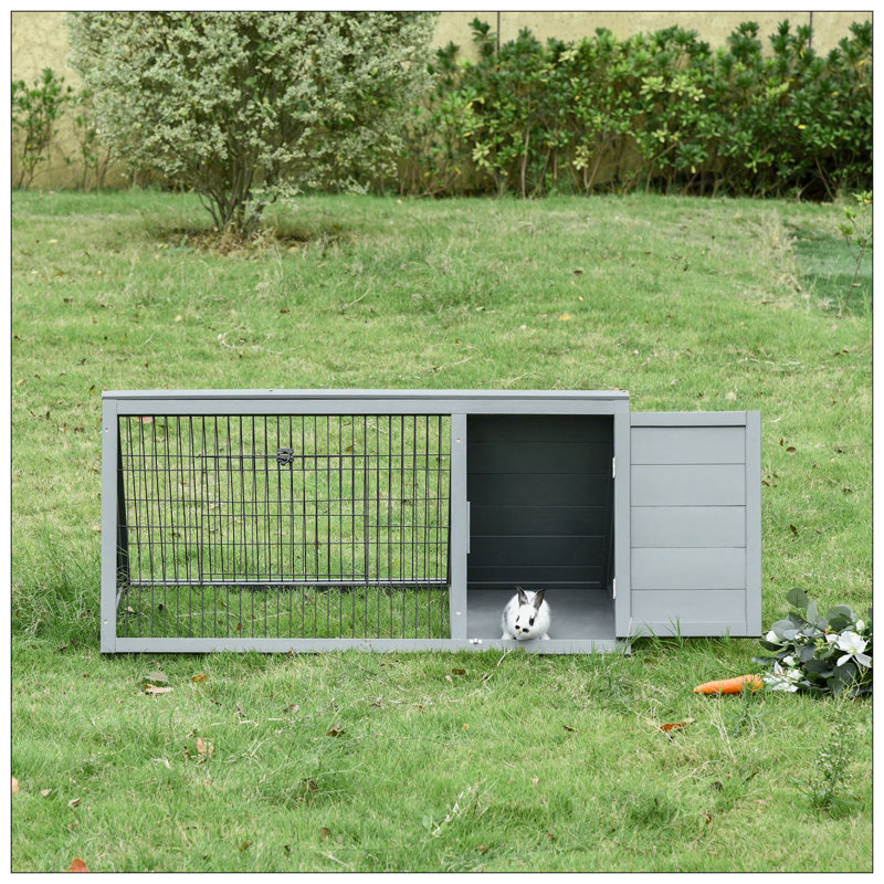 Cage à lapin compacte à structure en A compacte avec huche en fil de fer ventilé et cour extérieure, idéale pour les petits animaux et peu encombrante