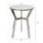 Side End Table, 18 Inch Round White Marble Top, Silver Steel X Base