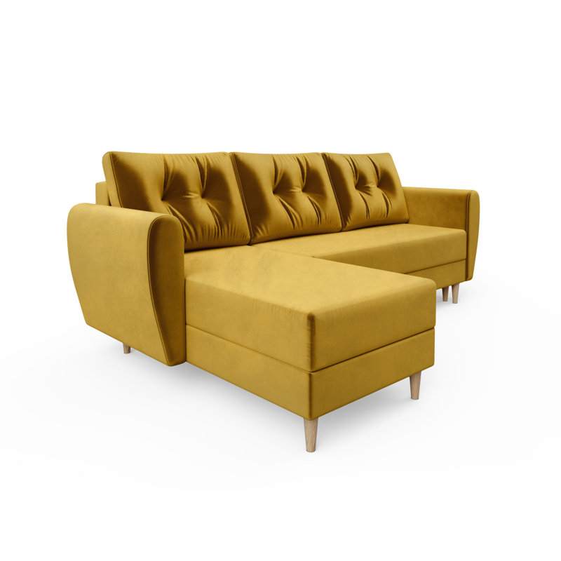 Staffon 3 Seater Corner Sofa , Honey yellow - Itaka33, Left -sided