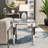 Grey And Silver End Table With Polished Metal Geometric Base