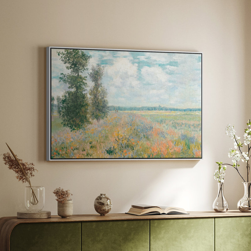 Paysage rétro -XCII, H 25 po x l 37 po x P 2 po, Toile avec cadre blanc