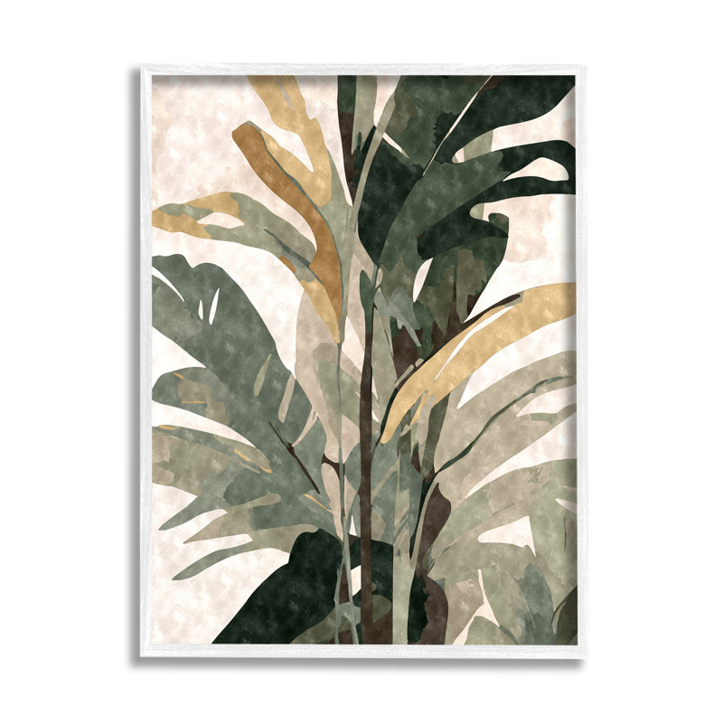 Az-513 - Abstraction de palmier encadrée sur toile par Ziwei Li, H 30 po x l 24 po x P 1,5 po