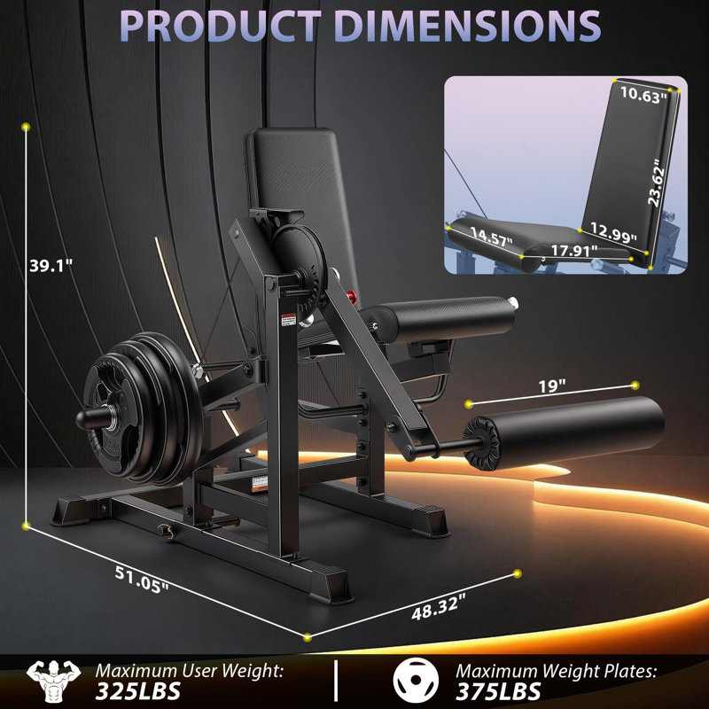 Himimi Leg Curl and Extension Machine, 700 lb Capacity, Universal Plate Compatibility for Home Gym