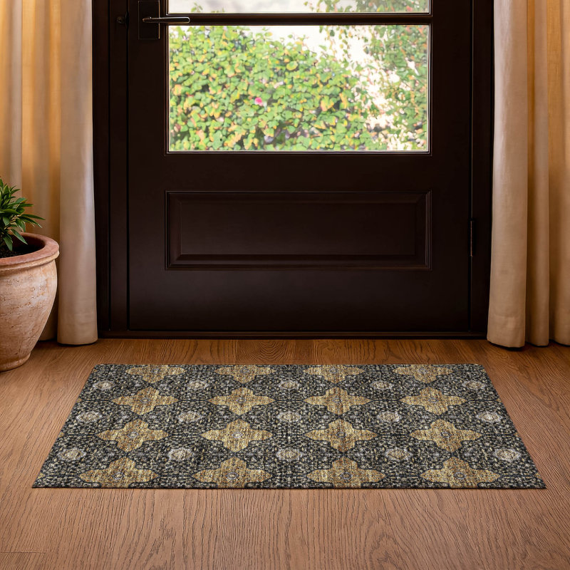 Premium Machine Washable Mayfield AMF2410 Oriental Rug, 2'6" x 3'10", Black